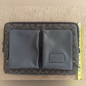 Coach Charcoal Gray And Blue Laptop Case